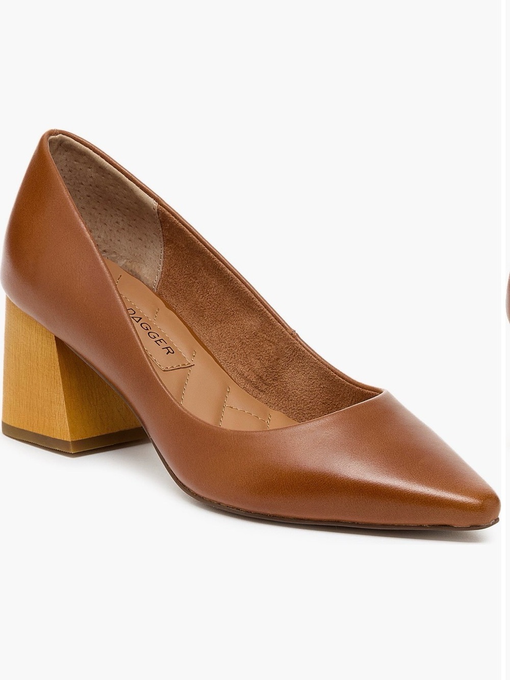 Kelsi Dagger Brown Pointed Block Heel Pump